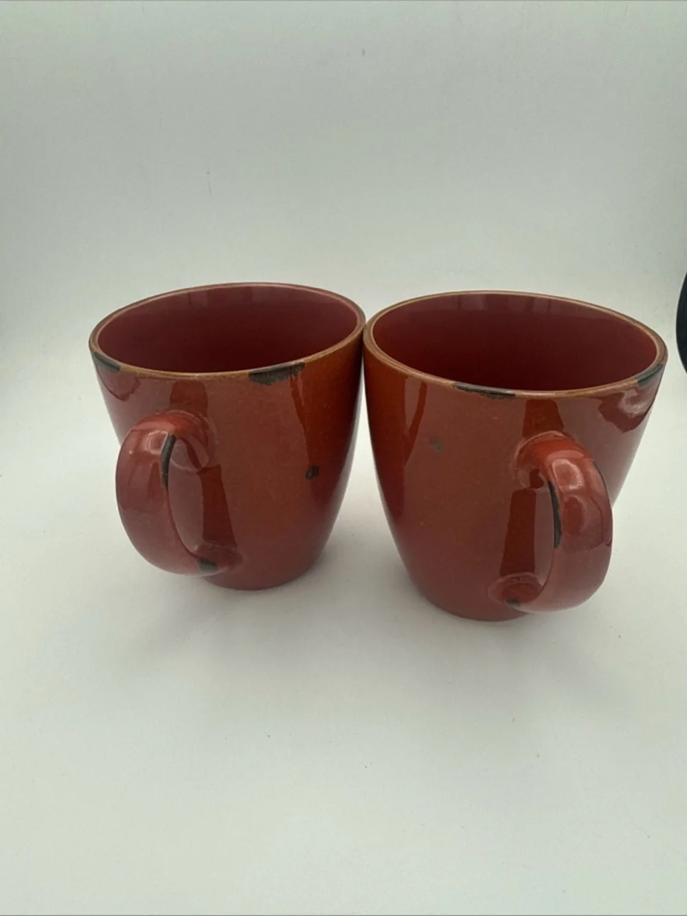 Pier 1 Handcrafted Brick Distressed Rustic Coffee Tea Mugs set Of 2